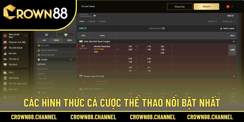 Thể thao 3 Chia sẻ các hình thức cược nổi bật ở sảnh