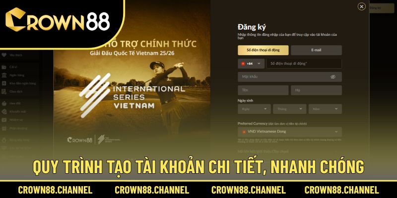 Các thao tác đăng ký Crown88 chi tiết